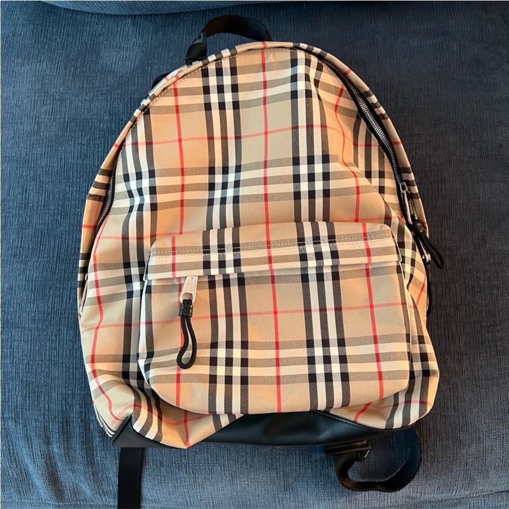 Burberry Beige and Black Plaid Backpack